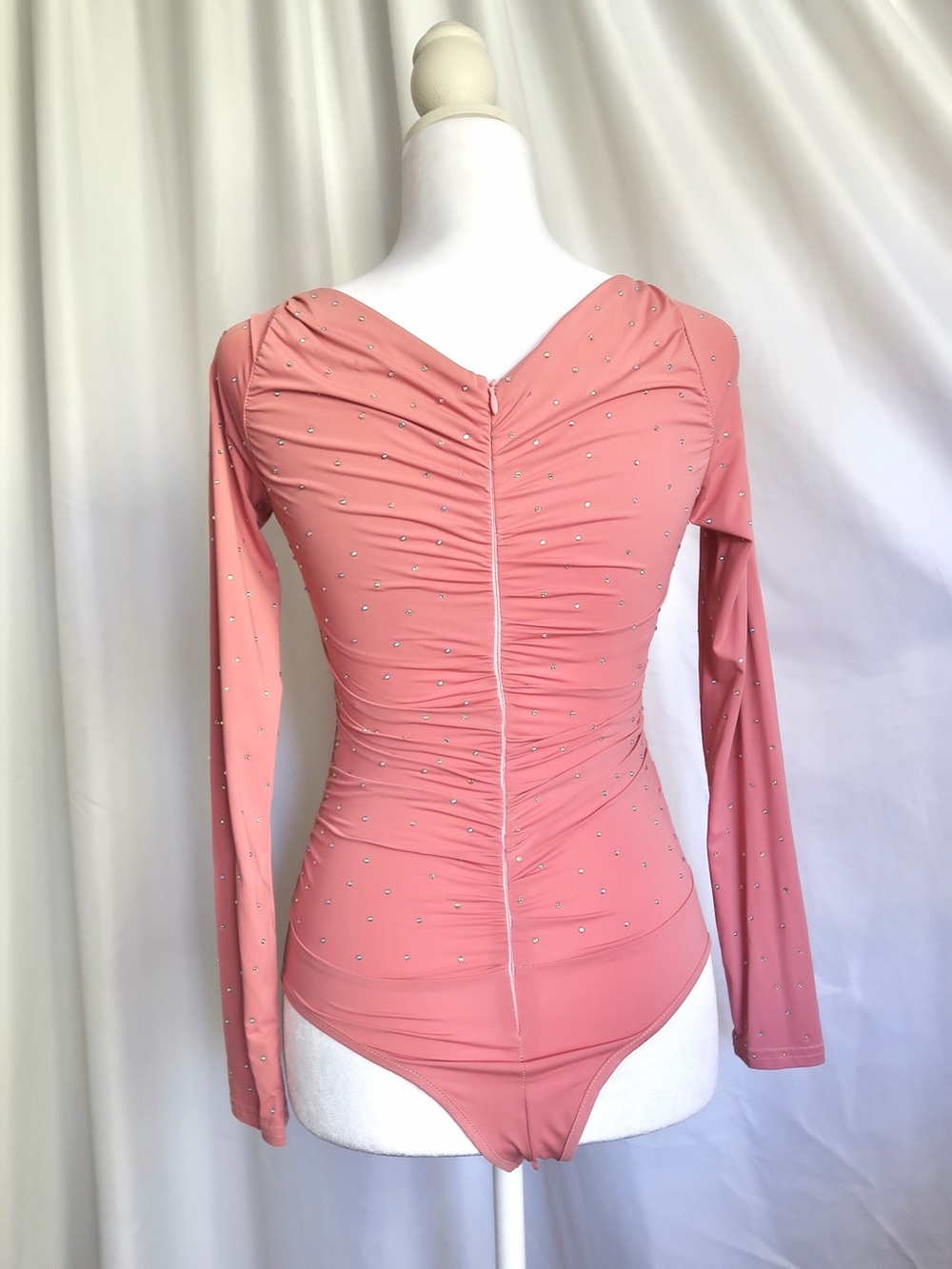Pink Rhinestone Cutout Bodysuit - Picture 4 of 5